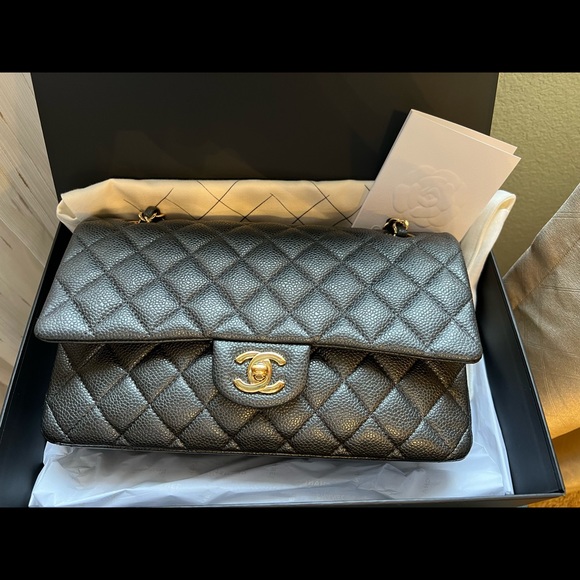 Chanel classic iridescent Dark gray 25 series. Very good condition - Picture 2 of 16